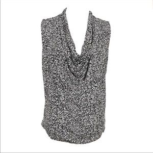 MICHAEL Michael Kors Black White Cowl Sleeveless Top M —#001